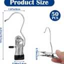 Boot Hanger Clips Hooks 50 Pcs, Heavy Duty Clothes Pins with 30 Pack Clips Portable Stainless Steel Clothespins Bulk Laundry Hooks for Closet Organizer Travel