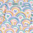 J-pinno Rainbow Heart Colourful Cartoon 100% Cotton 3 Pieces Twin Sheet Set for Kids Girls Boys Children Flat Sheet + Fitted Sheet + Pillowcase Bedding Decoration Gift Set (Love Rainbow, Twin)