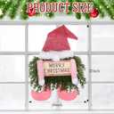 Knitgrip Christmas Lighted Wreath Gnome Xmas Gnome Door Wreath Artificial Santa Xmas Hanging Sign for Door Window Wall Decorations Farmhouse Christmas Home Decor(Pink)