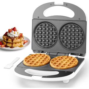 SugarWhisk Double Mini Waffle Maker Machine, Chaffle Maker, Waflera Electrica, Small Waffle Iron for Waffles, Keto Chaffles, Hash Browns, Cookies, 4 Inch
