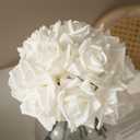 DUYONE Artificial Roses Single Stem 10pcs Fake Silk Flower Arrangement Bouquet for Home Party Wedding Decoration(White)