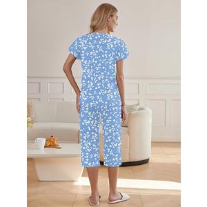Ekouaer Pajama Set for Women 2 Piece Ruffle Short Sleeve Sleepwear Top and Capri Pants Soft Pjs Set S-XXL
 2XL Ekouaer Pajama Set for Women 2 Piece Ruffle Short Sleeve Sleepwear Top and Capri Pants Soft Pjs Set S-XXL
 2XL