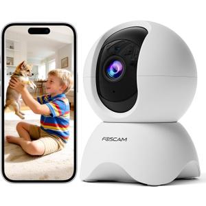 FOSCAM 3K Security Camera Indoor, 360° PTZ Baby & Pet Monitoring for Home Security, 5MP Night Vision, Human/Pet Auto Tracking, Motion & Sound Alerts, 2-Way Audio, 2.4GHz Wi-Fi (R5 White)