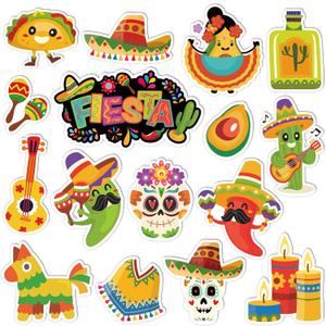 Whaline 16Pcs Mexican Fiesta Refrigerator Magnets Cinco De Mayo Sombrero Cactus Taco Magnets Holiday Colorful Magnetic Stickers Garage Magnet for Fridge Mailbox Metal Door Kitchen Cabinets Decoration