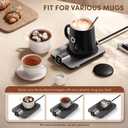 Coffee Mug Warmer & iKago Mug Set, Accurate Temperature Control Smart Heated Mug for Desk, Electric Coffee Warmer with Auto Shut Off & Real-Time Temp Display, Gifts for Men Women, 15oz Ceramic Mug