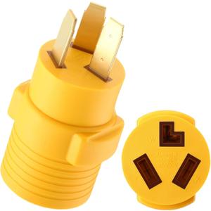 Kanayu NEMA 10-50P to 10-30R Dryer Adapter 3 Prong 50amp Male Plug to 30 Amp Female Connector Adapter, Dryer Receptacle for Old Style(Yellow)