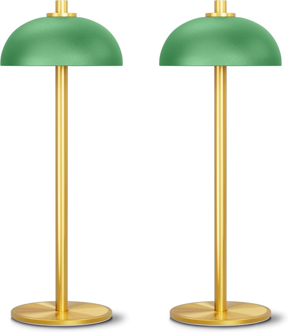 2 Pack 5000mAh Portable Rechargeable Table Lamp with 3 Color Modes Stepless Dimmer Table Light with Memory Function for Dinner, Patio, Home, Restaurant (Green)