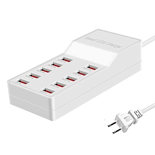 MaxLax USB Charger Station,10-Port 50W/10A Multiple USB Charging Station with Smart IC Technology,Multi Ports Charger Charging for Smartphones, Tablets And Other Devices.