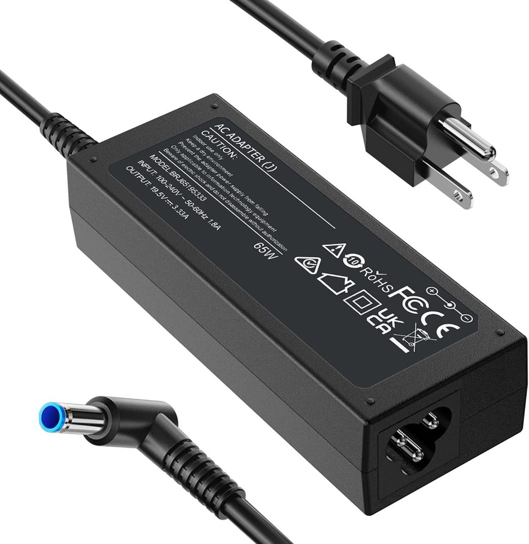 Compatible with HP Laptop Charger 65W 45W Computer Smart Blue Tip Power Adapter