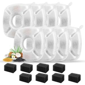 16 Pcs Cat Fountain Replacement Filters 8 Pack Cat Water Fountain Replacement Filters with 8 Pack Pre-Filter Sponges, Pet Fountain Filter Fit for 95oz/2.8L Automatic Pet Fountain Cat Water Fountain