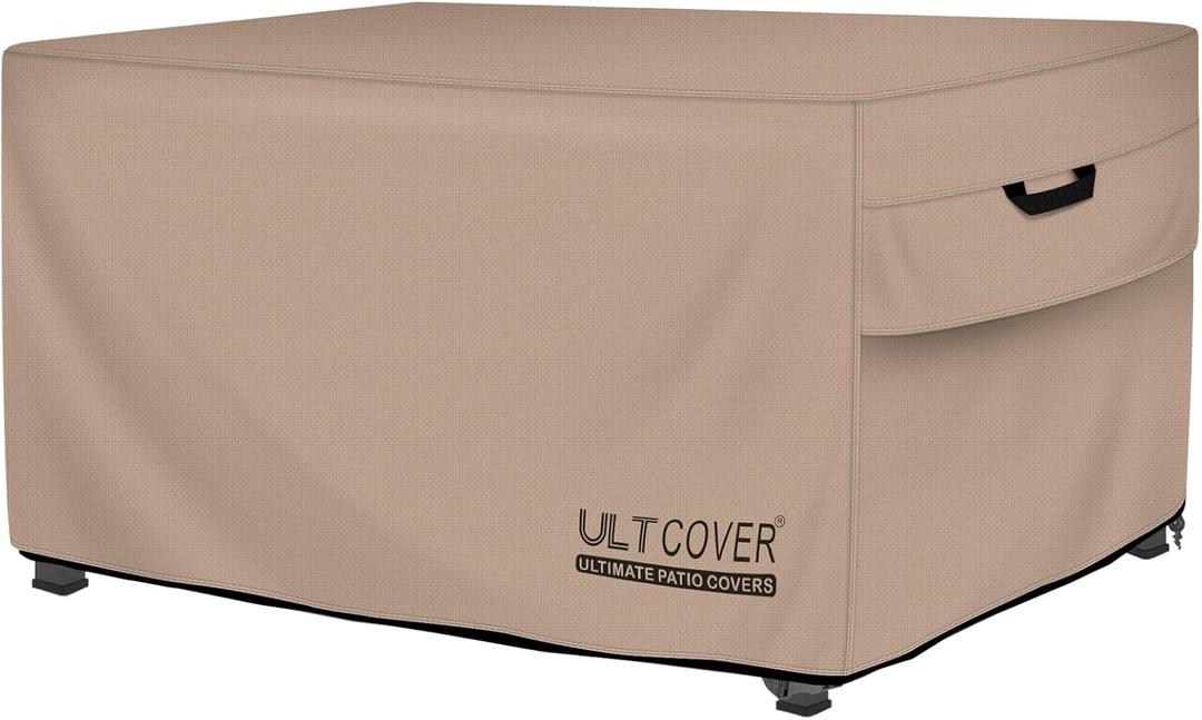ULTCOVER Rectangular Gas Fire Pit Table Cover 42x24 inch Waterproof Heavy Duty Firepit Cover (Brown)