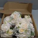 Wedding Bridesmaid Bouquets Set of 6, Artificial Silk Flowers Arrangement for Ceremony Marriage Proposal Party Anniversary Decorations - Champagne