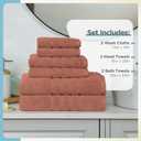 Martex 6-Piece Towel Set Ultimate Performance 100% Cotton 2 Bath Towels 2 Hand Towels 2 Wash Cloths Versatile Low-Linting Supersoft & Absorbent Bathroom Set Easy Care Terracotta