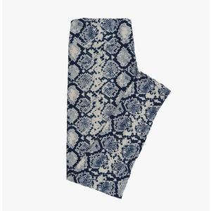 Lularoe Tall Curvy (TC fits Sizes 12-18) Snakeskin Blue Gray Buttery Soft Adult Leggings 7512-B10