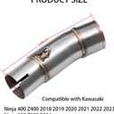 Motorcycle Exhaust Mid Pipe, Slip-On Muffler Adapter Connect Pipe Compatible with Kawasaki Ninja 400 Z400 (2018-2023), Ninja 500 Z500 (2024), Stainless Steel