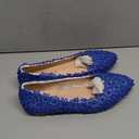 ANUFER Womens Elegant Pointed Toe Flower Lace Pearls Bridal Shoes Pumps Soft Sole Ballet Flats (7.5)