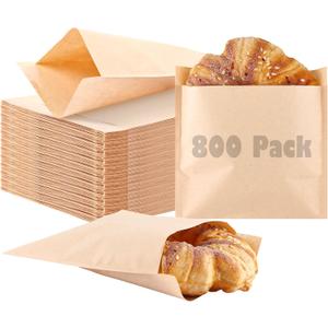 800 Pack Wax Paper Sandwich Bags 6x7 inch, Greaseproof Bag Paper Cookie Bags Bakery Wax Bag for Food, Cookie, Candies and More(Kraft) 
