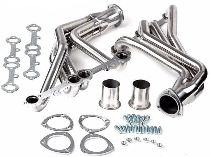 Polished Stainless Steel Long Tube Headers for 1973-1987 Chevy GMC C/K Series SBC 265-400 Engines (C10 K10 K20 C20 C30 K30 Blazer Suburban Jimmy) - 2WD/Lifted 4WD - Requires Header Spark Plugs