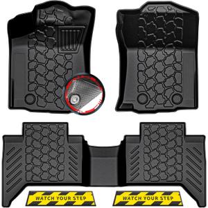 Anti-Slip 5Pcs All-Weather Floor Mats for 2018-2023 Toyota Tacoma Double Cab (Automatic Only) | Rubber Truck Floor Liners with Weather Strips | Car Carpet for Winter, Ski, Hunting, Camping (Watch Your Step (Yellow) Anti-Slip 5Pcs All-Weather Floor Mats for 2018-2023 Toyota Tacoma Double Cab (Automatic Only) | Rubber Truck Floor Liners with Weather Strips | Car Carpet for Winter, Ski, Hunting, Camping (Watch Your Step (Yellow)