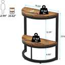 Tribesigns End Table Semi Circle, Small Half Round Side Table with Storage Shelf, Wood Accent Table Slim C Table for Sofa Couch, Living Room, Bedroom, Easy Assembly (Rustic Brown & Black, 2-Tier)
