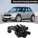 Engine Coolant Thermostat Housing Assembly - Compatible for Mini Cooper Paceman 1.6L L4 - Gas 2013-2016, for Mini Cooper Countryman 1.6L L4 - Gas 2011-2016 - Replace Part 11538674895