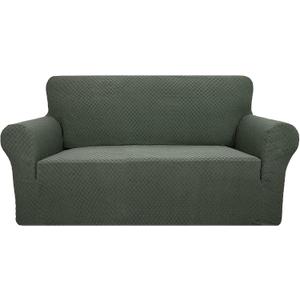 YEMYHOM Couch Cover Latest Jacquard Design High Stretch Sofa Covers for 2 Cushion Couch, Pet Dog Cat Proof Loveseat Slipcover Non Slip Magic Elastic Furniture Protector (Loveseat, Army Green)