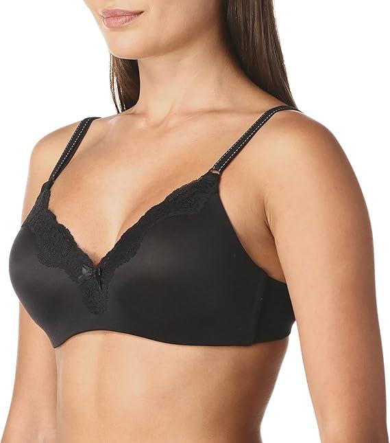 Maidenform Women's Comfy Soft Wireless Bra Convertible (Black/Beige, 34A)