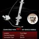 Front Right Passenger Side Power Window Regulator with Motor for:-Honda Odyssey 1999 2000 2001 2002, for Odyssey 99 00 01 02, 2 Pins Connector Replace# 72210S0XA04 660121 741011 82010154