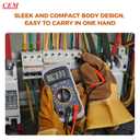 CEM Digital Multimeter 600V AC/DC Voltage Meter,Multimeter with Test Leads Backlit LCD,Volt Amp Ohm Transistor Diodes Meter,Audible Continuity and Battery Test,Holster Case