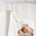 little dove Bed Canopy with Star Lights, Double Layer Canopy for Bed, Princess Play Tent for Girls Room, Breathable Bed Curtain for Children Reading Nook, Machine Washable, 25.6''x 106'', White