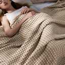 Bedsure Cooling Cotton Waffle Full Size Blanket - Lightweight Breathable Blanket of Rayon Derived from Bamboo for Hot Sleepers, Luxury Throws for Bed, Couch and Sofa, Taupe, 80x90 Inches