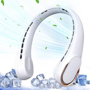 Portable Neck Fan, Bladeless Neck Fan, USB Rechargeable Personal Fan, 4000 mAh Battery Operated Fan, 3 Speeds Adjustable,Faster Cooling, Ultra Quiet, Suitable for Home, Office, Sports (White)