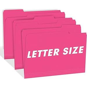 File Folder, RAZCC 75 Pack 1/3 Cut Tab File Folders Letter Size, Magenta, Folders with Tab, Great for Organizing and Easy File Storage