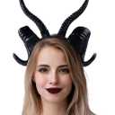 Spooktacular Creations Halloween Black Devil Horns Headband, Devil Horn Headpiece Cosplay Costume for Halloween Accessories, Party Dress up Headgear