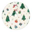 Christmas Tree Skirt 47.2 Inch Blue Green Round Santa and Pine Forest Pattern Merry Christmas Design Holiday Decoration for Xmas Tree Skirt Home Living Room Decor (Colorful889)