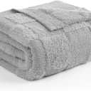 Snuggle Sac Faux Fur Throw Blanket Microfiber Solid Light Grey 50x60 inches