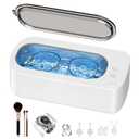 Ultrasonic Jewelry Cleaner Machine: 48KHz Ultra Sonic Cleaner for Jewelry,Eyeglass,Rings,Watch Band,Dentures,with Dual Cleaning Modes,350ML 304 Stainless Steel Tank,Gift for Wife,Mom,Daughter (White)