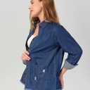 roswear Jean Shirt for Women Button Down Shirts Denim Tops Western Fall Outfits (Blue, L)