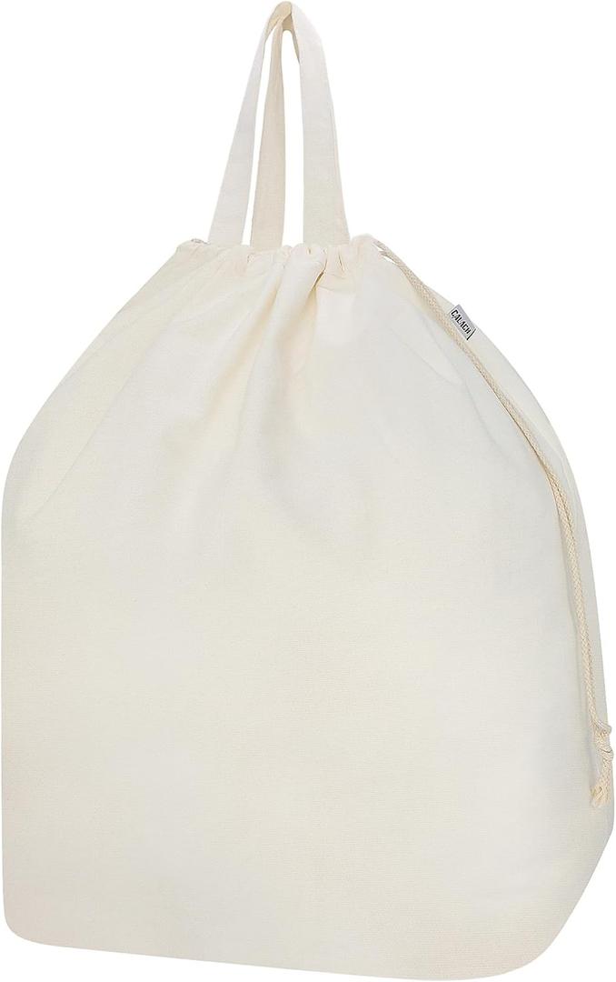 Canvas Laundry Bags with Handles & Rectangular Base, 20"Lx15"Wx27.6"H Extra Large Heavy Duty Laundry Basket Hamper Liner Replacement, Washable Canvas Drawstring Dirty Clothes Bag