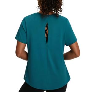 baleaf Women's Open Back Yoga Top Short Sleeve Shirt Blue XS (XS)