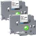 TZe-135 Compatible for Brother P Touch Label Maker Tape White on Clear 12mm 0.47 Inch Laminated TZ TZe Tape for Brother PTouch Label Maker TZ135 for PT-D210 PT-H100 PTD400AD PT-P700 PTD600