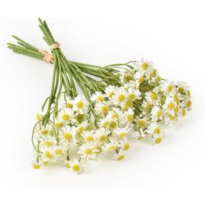 2 Bundles Small Artificial Daisy Flowers Bouquet Faux Silk Tiny Daisy Flowers for Home Garden Vase Decor (White)