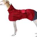 Greyhound Lurcher Winter Coat, Whippet Jacket with Padded Fleece, Waterproof Dog Snowsuit with Adjustable Bands and High Reflective be Safety - Red - XSmall (X-Small(Length: 18"-19.5"in))
