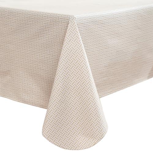 Heavy Duty Vinyl Tablecloth with Flannel Backing Waterproof Oil-Proof Plastic Table Cloth Stain-Resistant Wipeable Rectangle or Square Table Cover for Indoor and Outdoor (Weaving, 60X84 Inch)