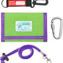 Rough Enough Kids Wallet for Boys Girls (Heavy Duty Nylon Wallet with Neck Lanyard Keychain for Travel Outdoor Activities Green Purple)