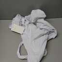 REORIA Womens Fashion Sexy Square Neck Double Lined Fitted Shirts Stretchy Short Sleeve Slimming Going Out Thong Bodysuit Tops White Small