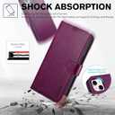TUCCH Wallet Case for iPhone 14 6.1-inch 5G, [TPU Shockproof Inner Shell] PU Leather [RFID Blocking] 4 Credit Card Holder Magnetic Kickstand Flip Cover Compatible with iPhone 14 (6.1"), Plum Purple