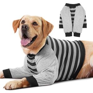 FUAMEY Dog Recovery Sleeve with Elbow Protector,Dogs Shirt Stop Licking Joints,Pet Long Sleeve Suit Protecting Dog's Front Leg Arm Wounds Cover Skin Conditions Black Stripes 2XL (XXL(Weight:88-105lbs))