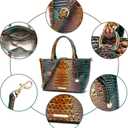 Makcr Joacbv Ladies Tote Leather Bags for Women Crocodile Embossed Zipper Satchel Purse Elegant Compartments Crossbody Work