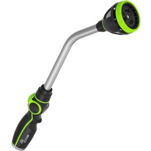 Watering Wand Heavy Duty,Metal Garden Hose Wand with 8 Spray Patterns 15-Inch Long Hose Nozzle Sprayer with Thumb Flow Control for Watering Plants Cleaning Car Washing and Showering Pets (15 Inch)